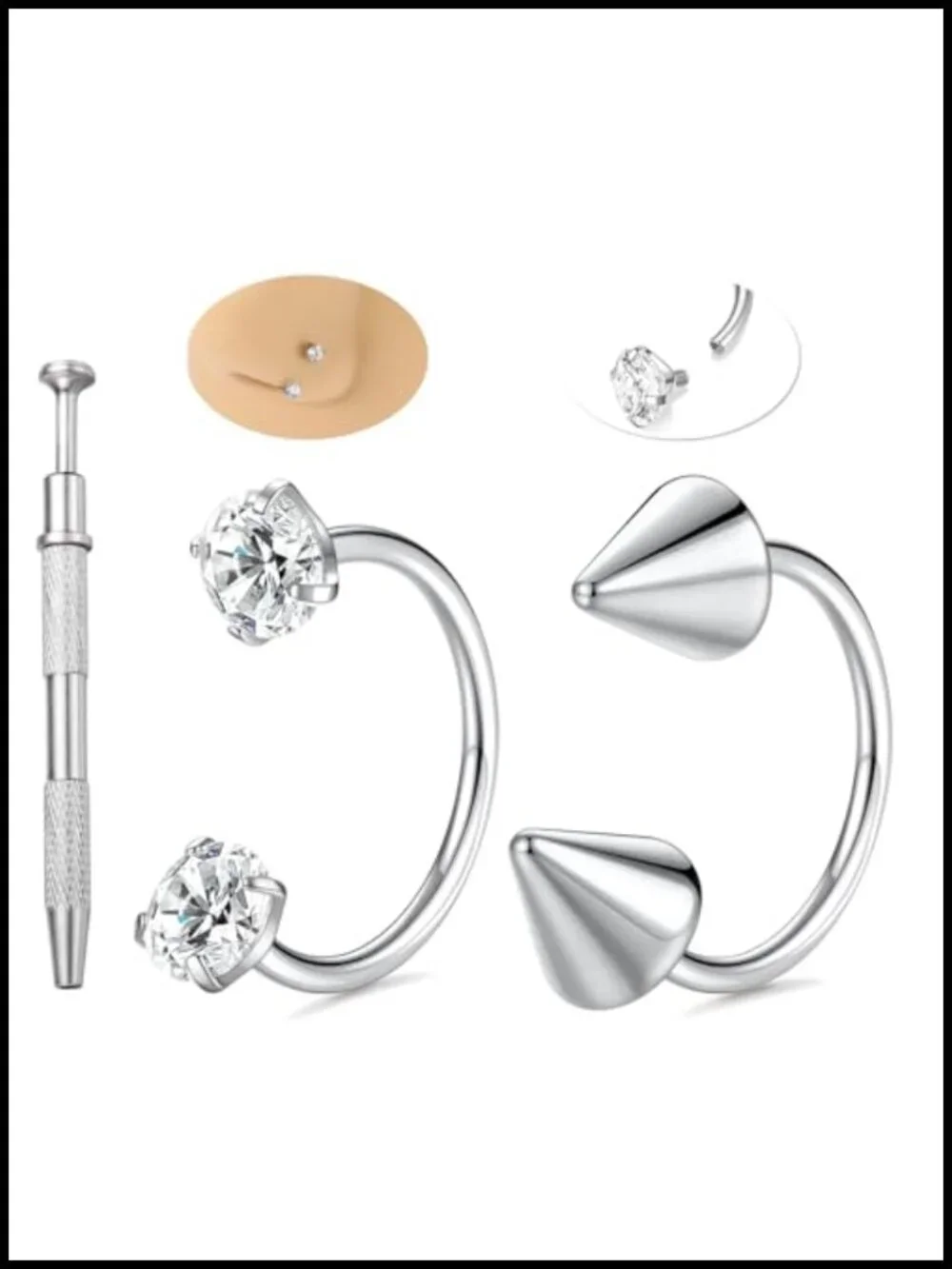 2PC Piercing Rings G23 Titanium Horseshoe Nose Hoop 20G Septum Cartilage